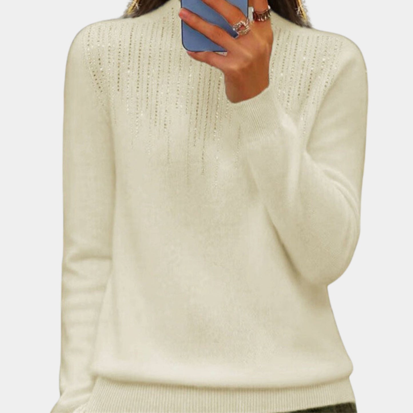 Xelene Jumper | Women’s Winter Soft Knit Jumper with Rhinestone Detail