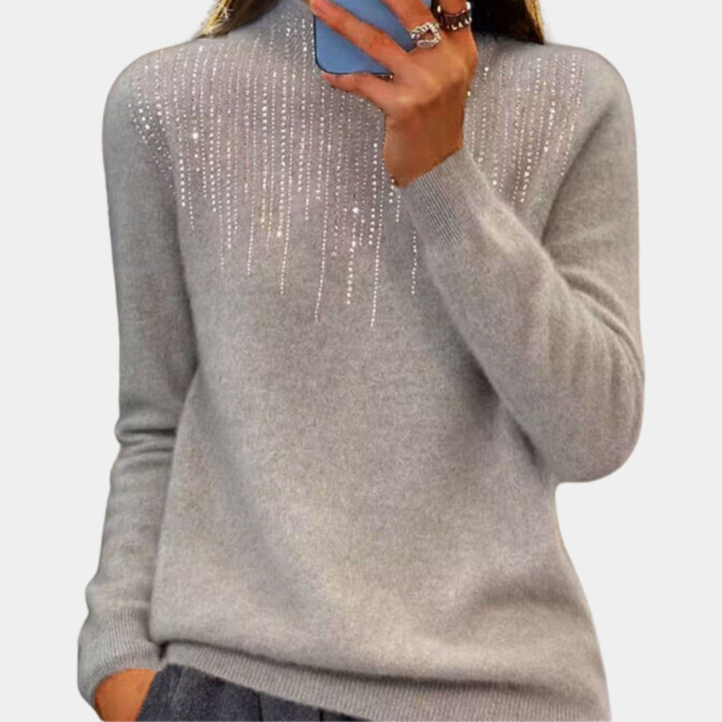 Xelene Jumper | Women’s Winter Soft Knit Jumper with Rhinestone Detail