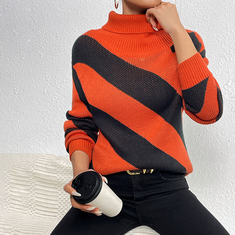 Yelitza Jumper | Women's Autumn Striped Turtleneck Knitted Jumper