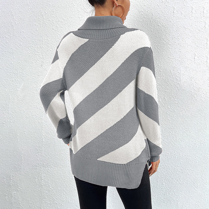 Yelitza Jumper | Women's Autumn Striped Turtleneck Knitted Jumper