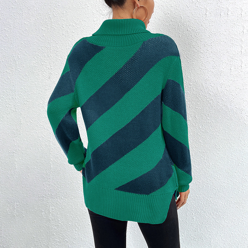 Yelitza Jumper | Women's Autumn Striped Turtleneck Knitted Jumper