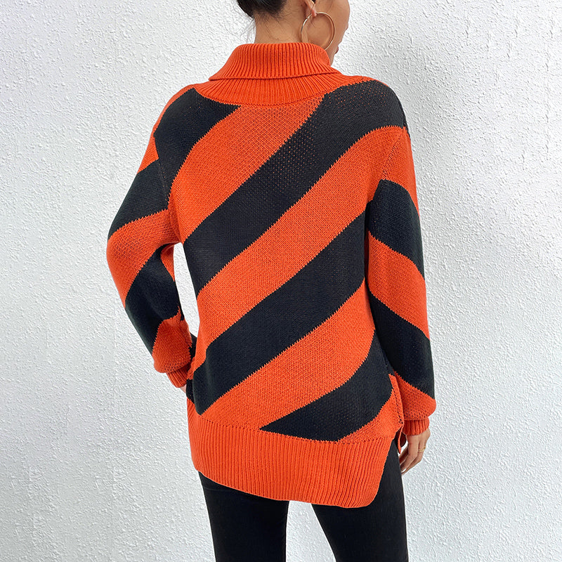 Yelitza Jumper | Women's Autumn Striped Turtleneck Knitted Jumper