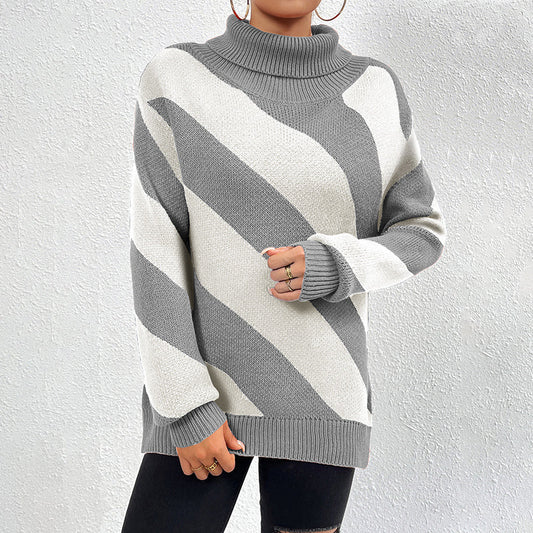 Yelitza Jumper | Women's Autumn Striped Turtleneck Knitted Jumper