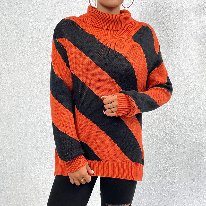 Yelitza Jumper | Women's Autumn Striped Turtleneck Knitted Jumper