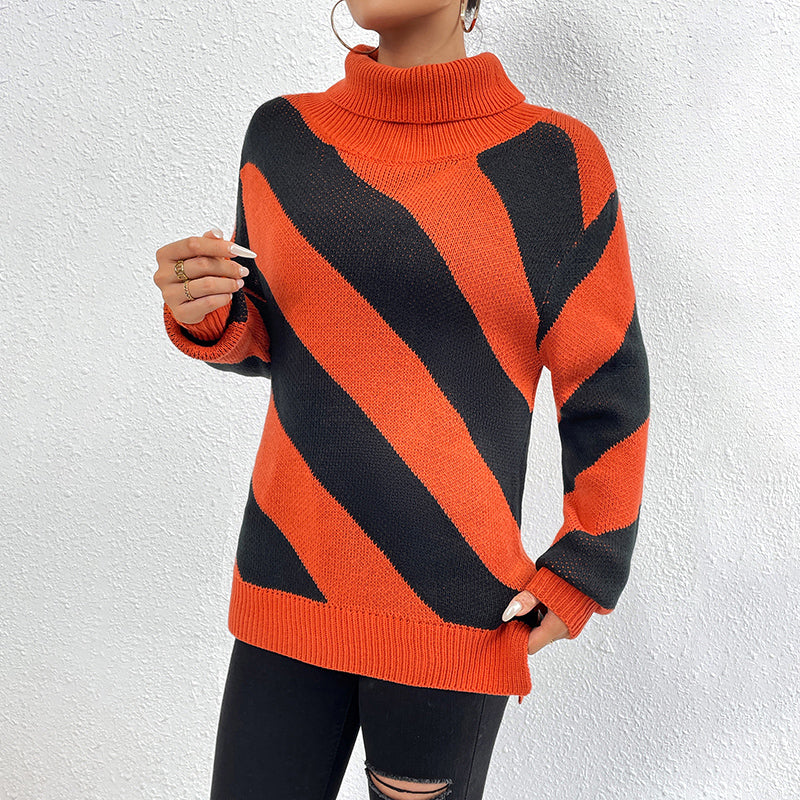 Yelitza Jumper | Women's Autumn Striped Turtleneck Knitted Jumper