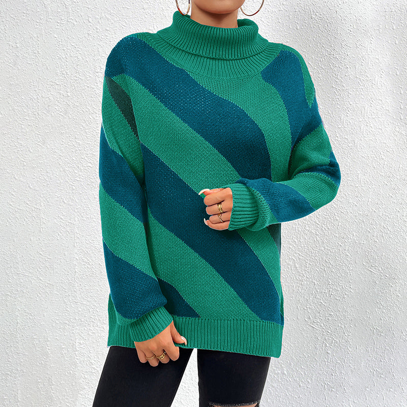 Yelitza Jumper | Women's Autumn Striped Turtleneck Knitted Jumper