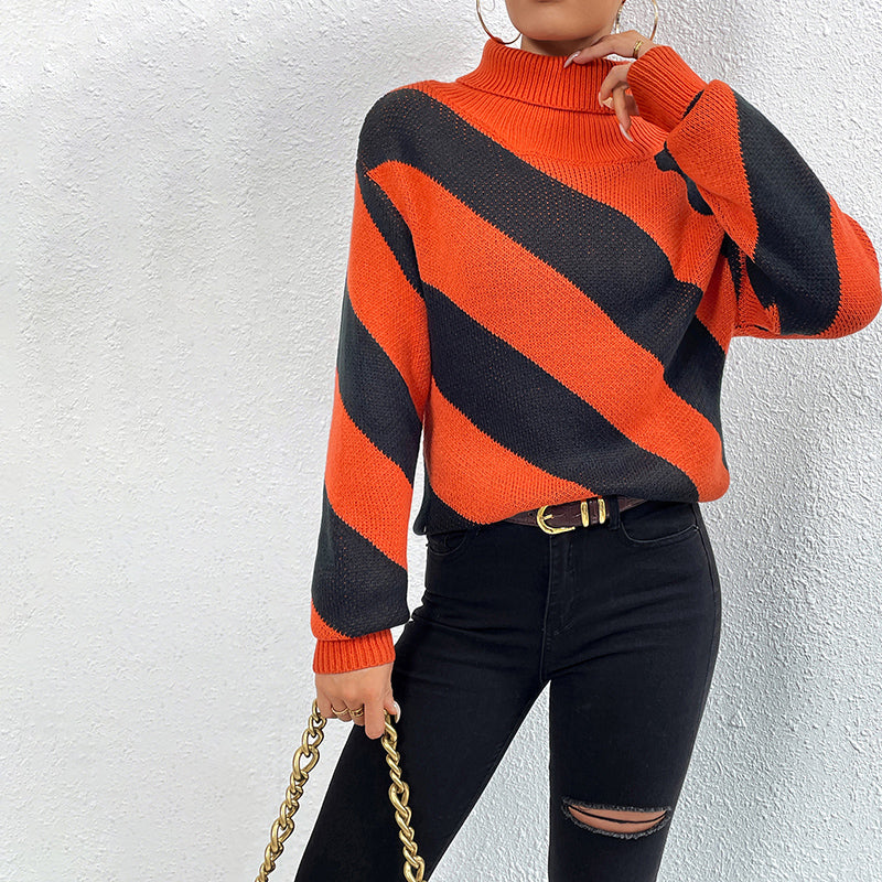 Yelitza Jumper | Women's Autumn Striped Turtleneck Knitted Jumper