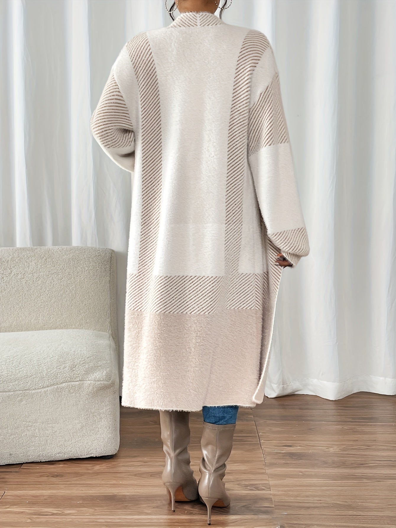 Xaria Cardigan | Women’s Autumn Long Striped Open-Front Cardigan