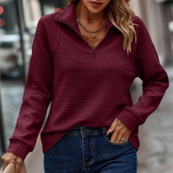 Vilma Jumper | Winter Ribbed Half-Zip Casual Jumper