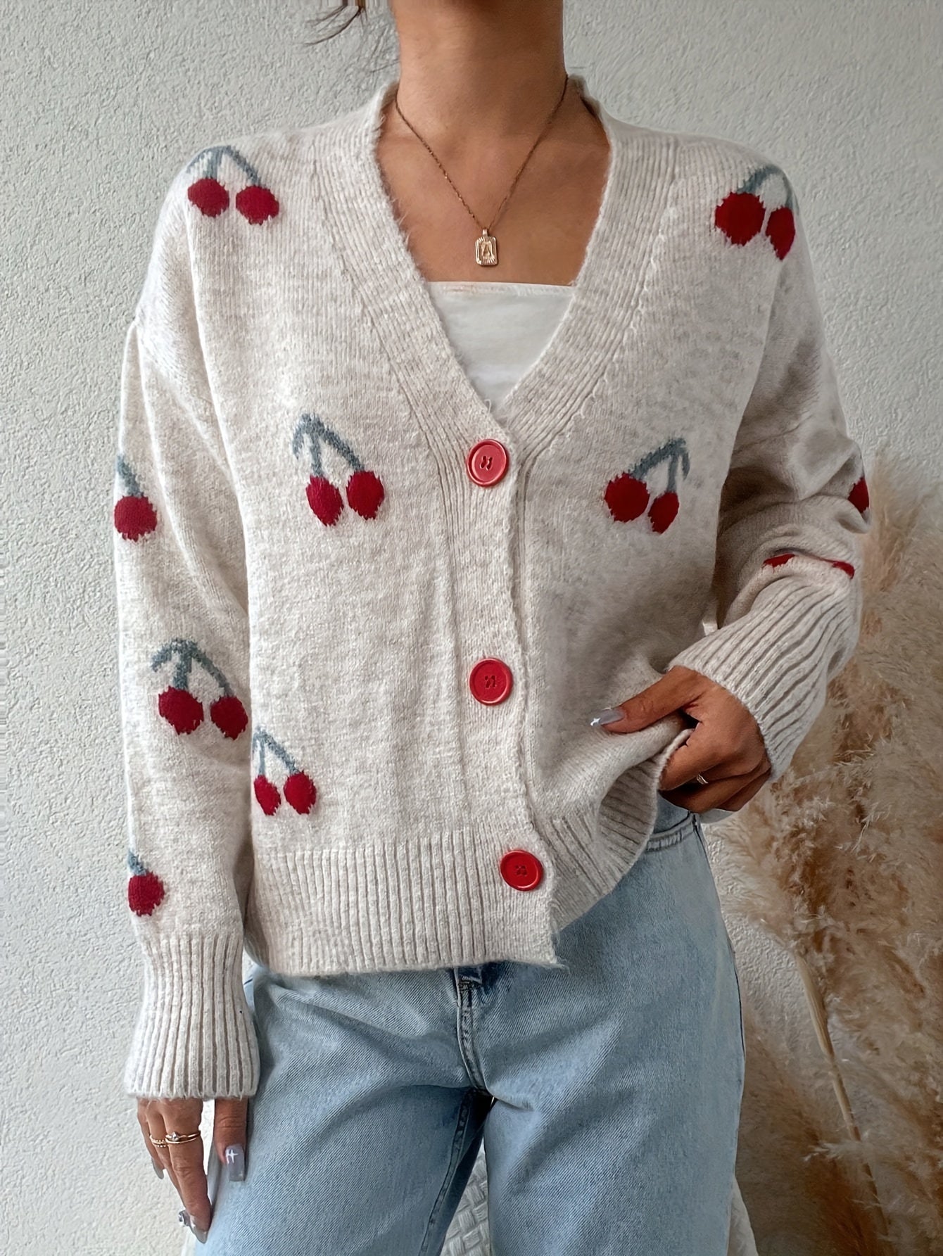 Xharlene Cardigan | Women’s Winter Cherry Knitted Cardigan