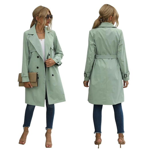 Vimala Coat | Autumn Double-Breasted Belted Trench Coat