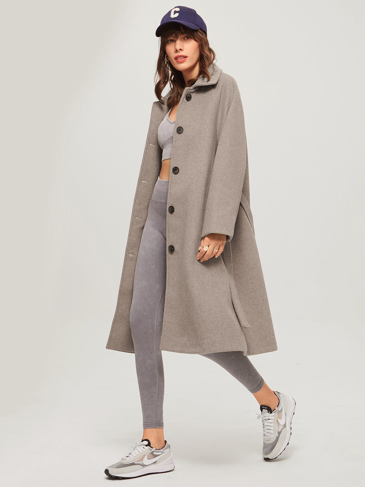 Xenya Coat | Women’s Autumn Long Button-Up Wool Blend Coat