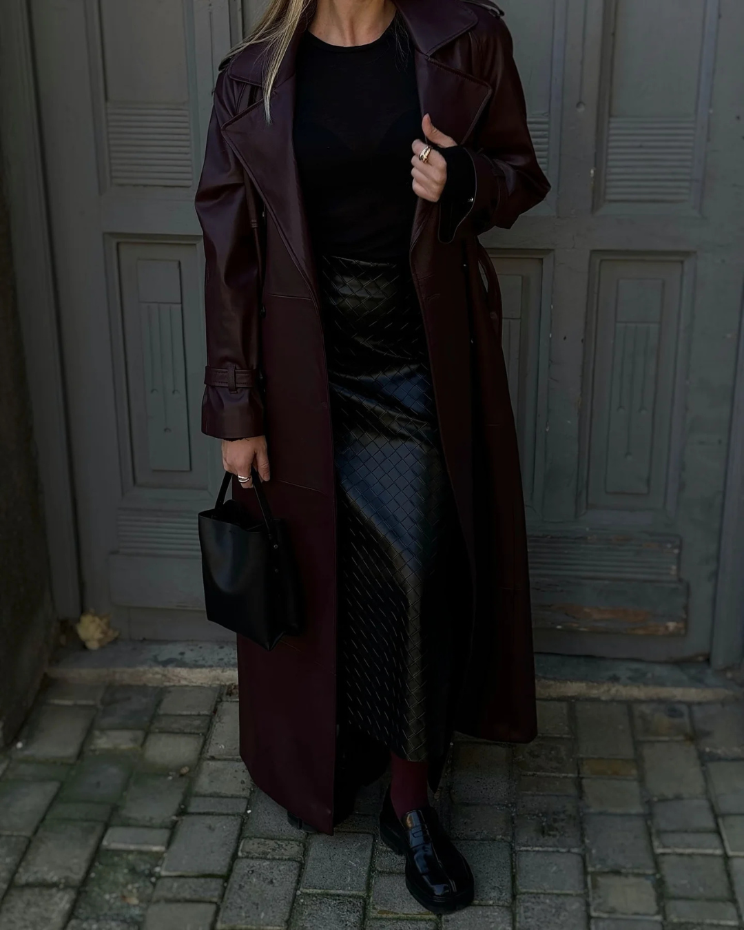 Hadley Trench Coat | Women’s Winter Faux Leather Trench Coat