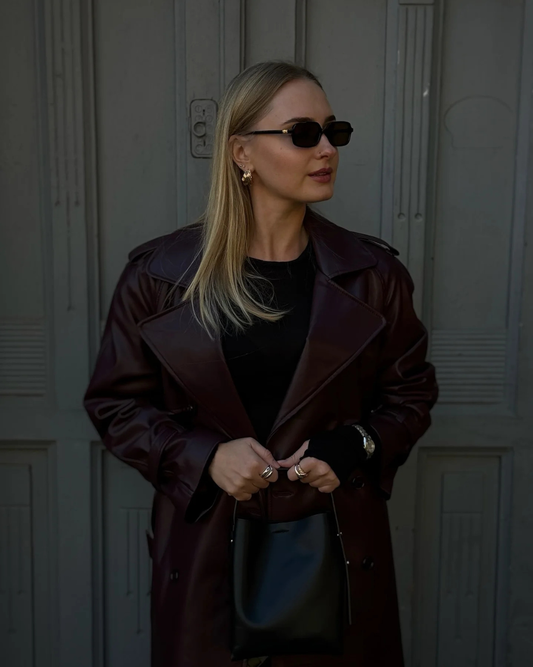 Hadley Trench Coat | Women’s Winter Faux Leather Trench Coat