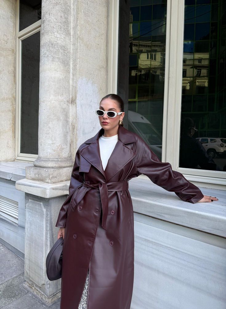 Hadley Trench Coat | Women’s Winter Faux Leather Trench Coat