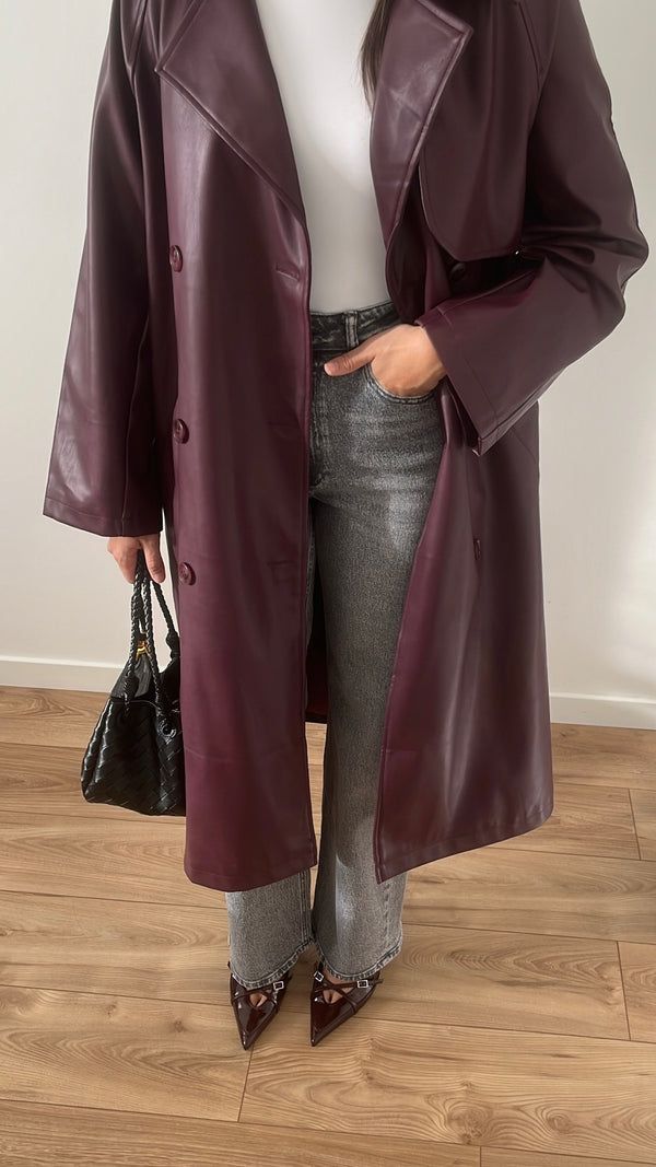 Hadley Trench Coat | Women’s Winter Faux Leather Trench Coat