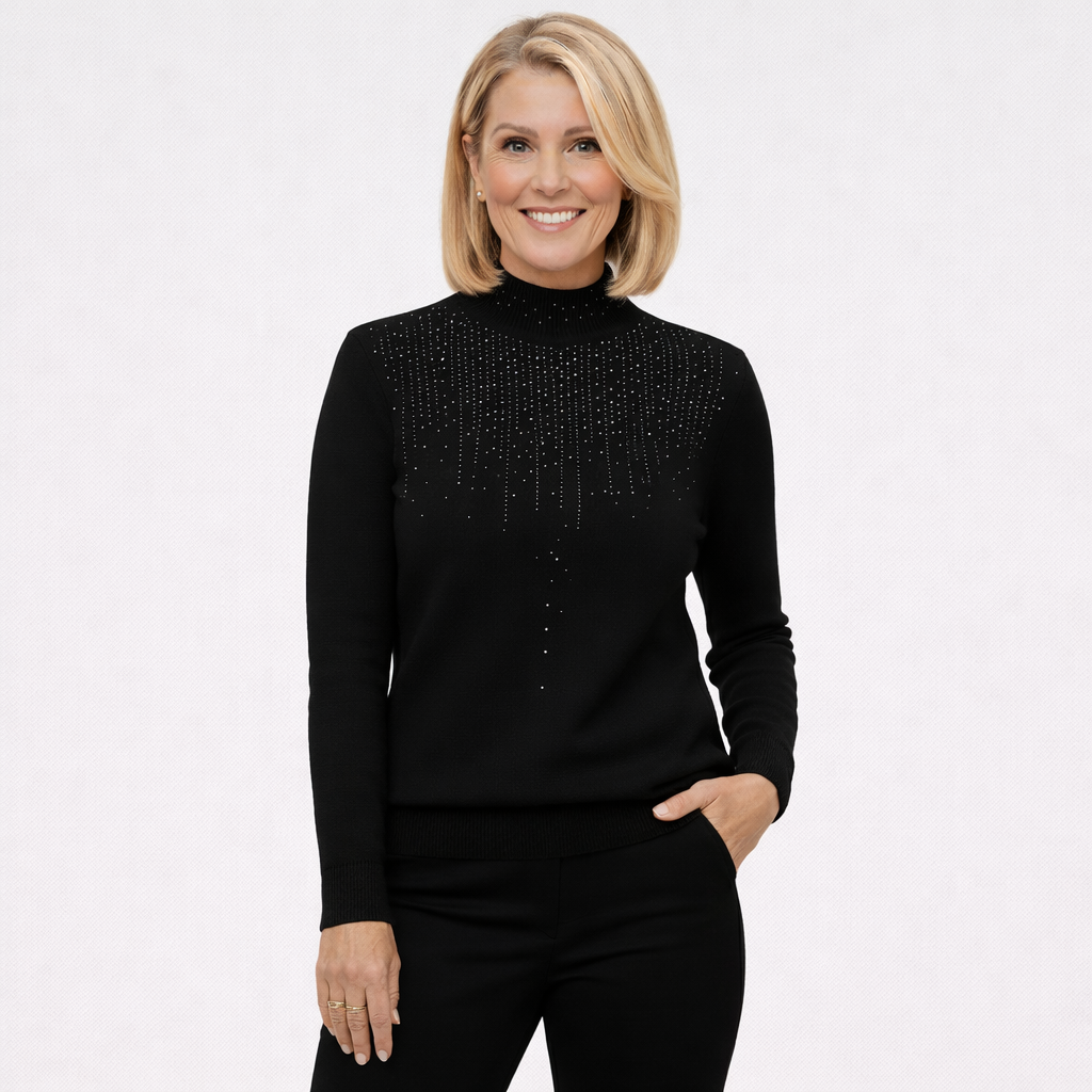 Xelene Jumper | Women’s Winter Soft Knit Jumper with Rhinestone Detail