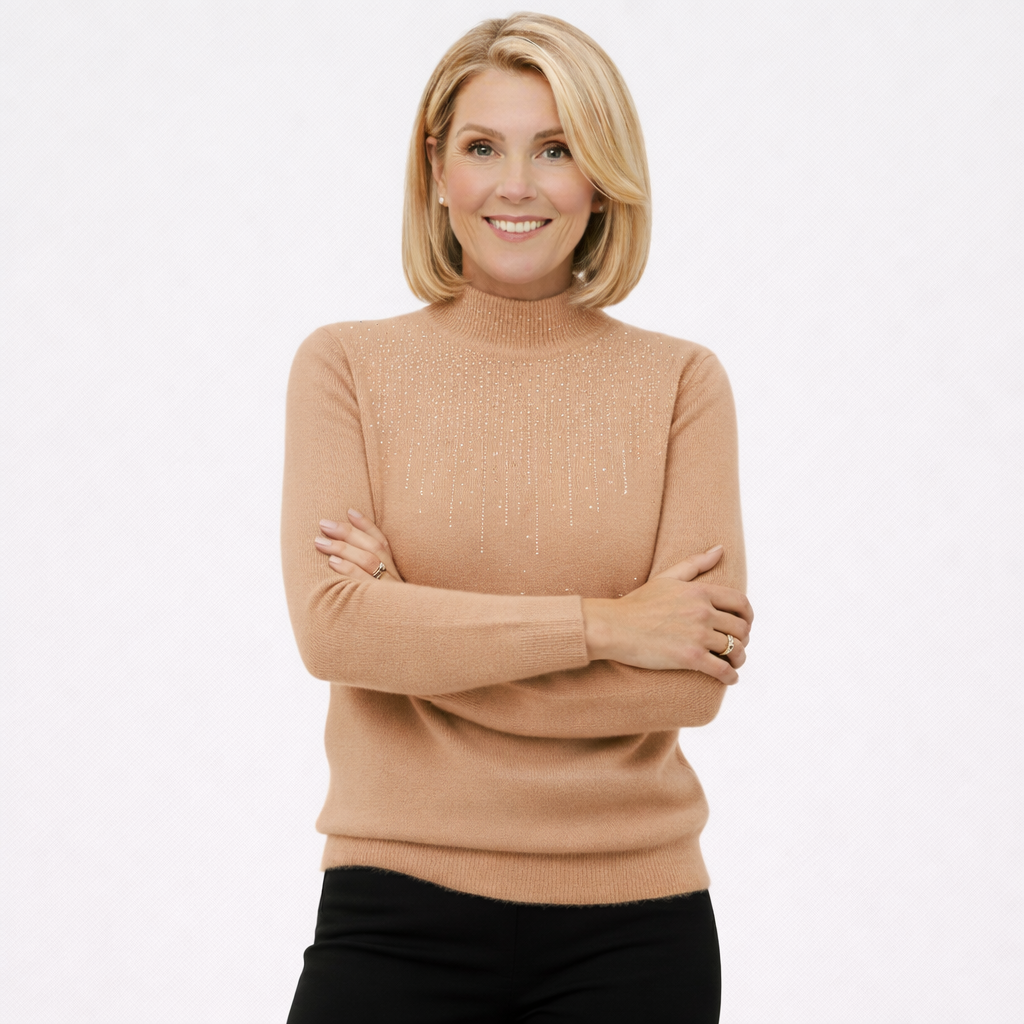 Xelene Jumper | Women’s Winter Soft Knit Jumper with Rhinestone Detail