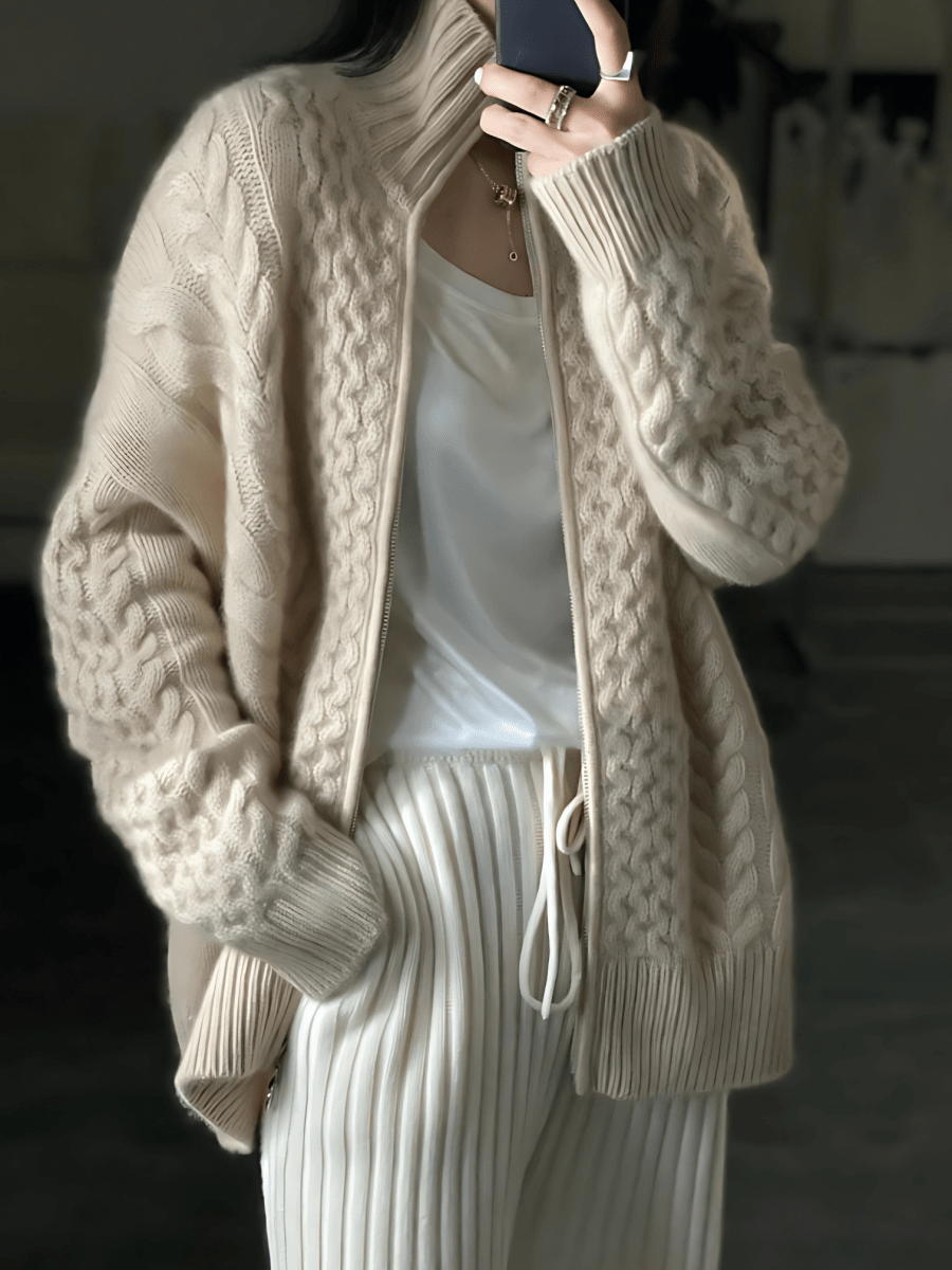 Yara Cardigan | Women’s Winter Cable-Knit Zip Cardigan