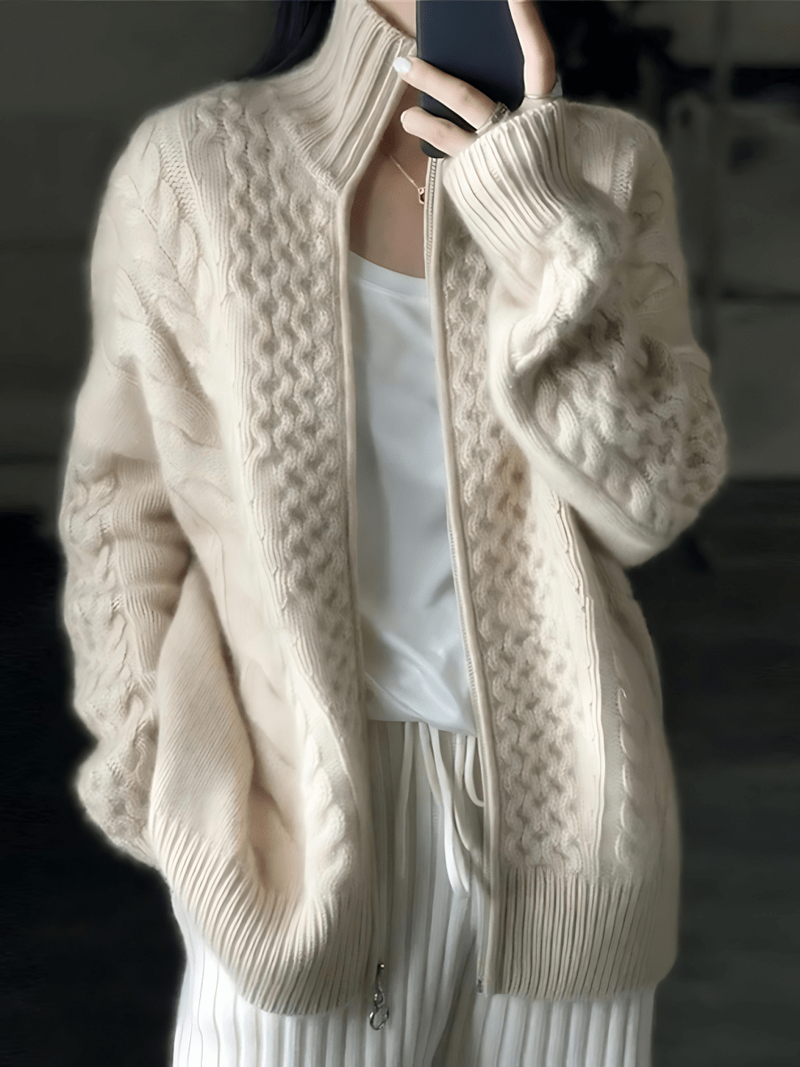 Yara Cardigan | Women’s Winter Cable-Knit Zip Cardigan