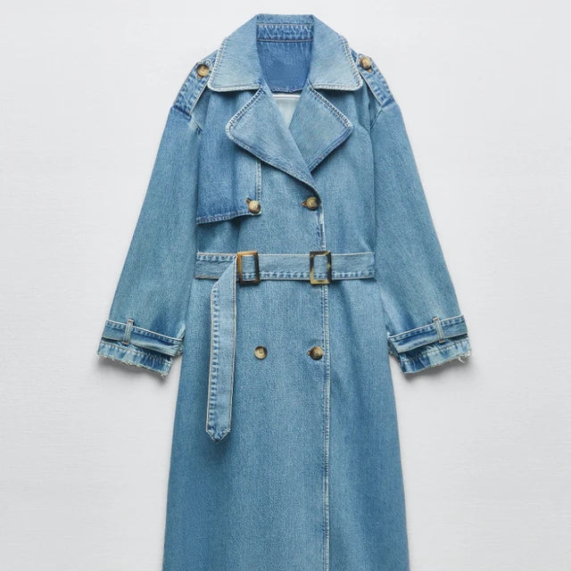 Haninnah Trench Coat | Women’s Winter Denim Trench Coat