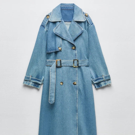 Haninnah Trench Coat | Women’s Winter Denim Trench Coat
