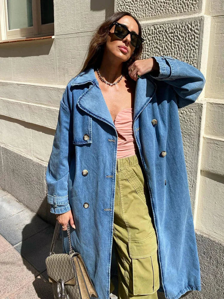 Haninnah Trench Coat | Women’s Winter Denim Trench Coat