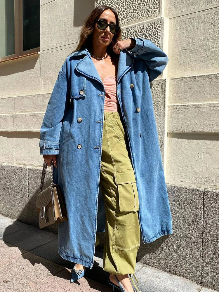 Haninnah Trench Coat | Women’s Winter Denim Trench Coat