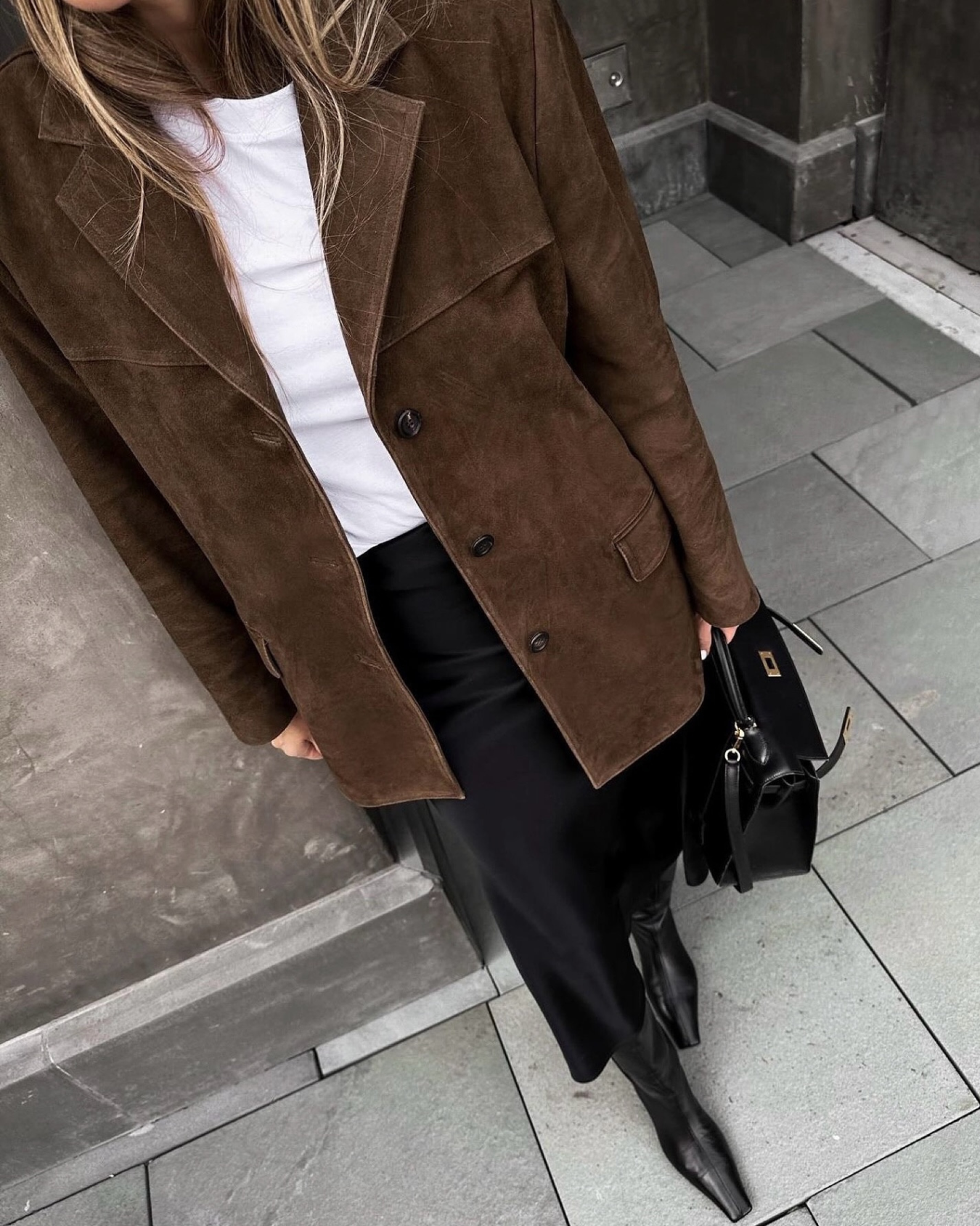 Sareena Blazer | Autumn Suede Buttoned Oversized Blazer