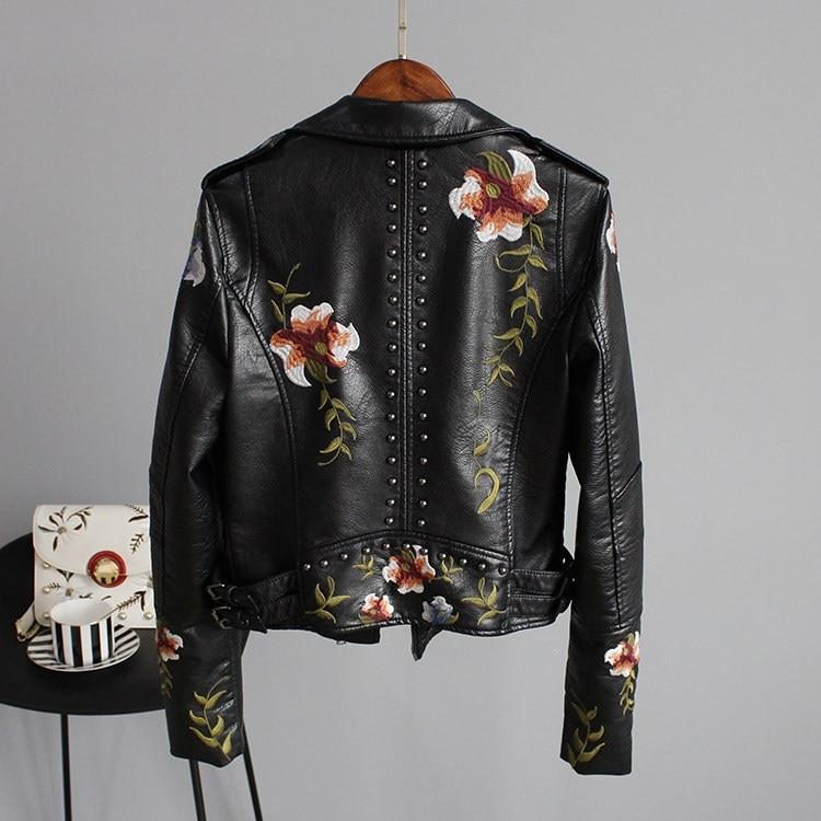 Vickie Jacket | Winter Embroidered Faux Leather Jacket