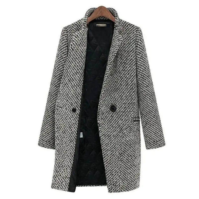Iida Winter Coat | Women's Houndstooth Double-breasted Coat