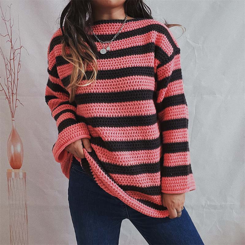 Yeona Jumper | Women's Autumn Striped Crochet Jumper