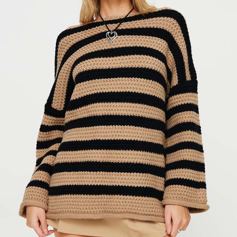 Yeona Jumper | Women's Autumn Striped Crochet Jumper