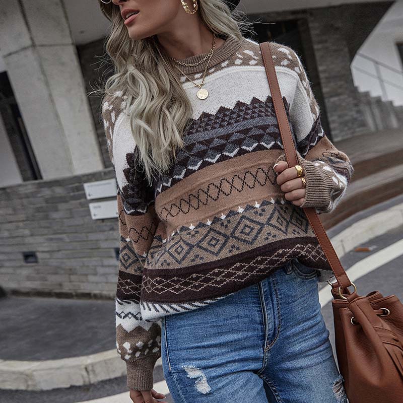 Yazmin Jumper | Women’s Autumn Geometric Pattern Knitted Jumper