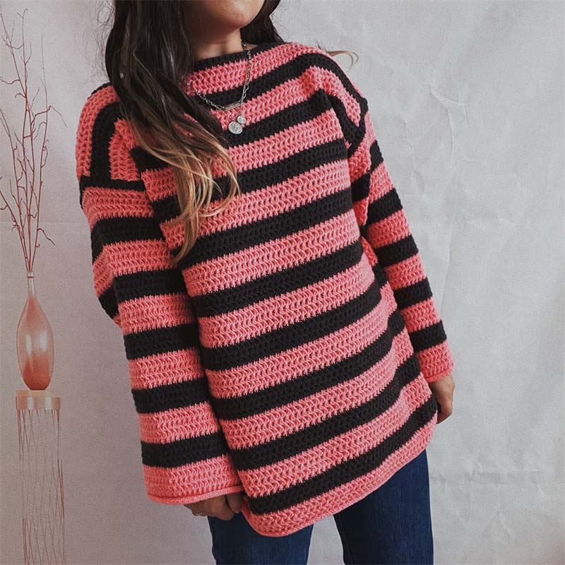 Yeona Jumper | Women's Autumn Striped Crochet Jumper