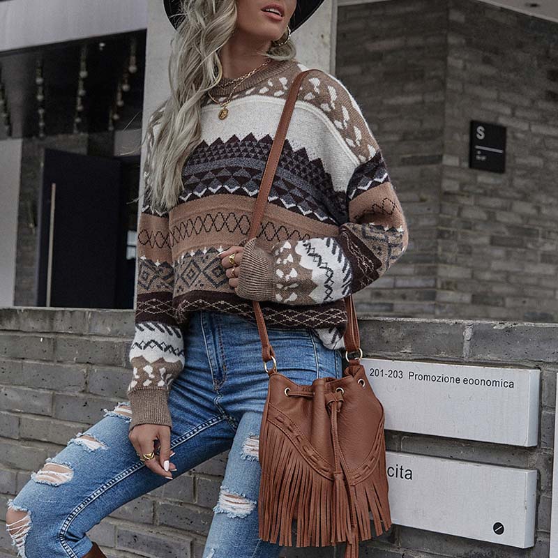 Yazmin Jumper | Women’s Autumn Geometric Pattern Knitted Jumper