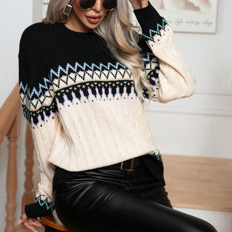 Yazmine Jumper | Women's Autumn Nordic Pattern Knitted Jumper