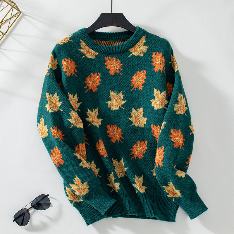 Yasmine Jumper | Women's Autumn Leaf Print Knitted Jumper