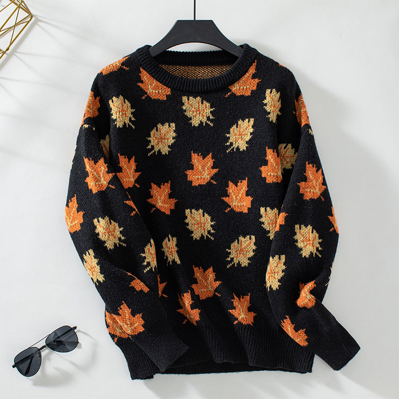 Yasmine Jumper | Women's Autumn Leaf Print Knitted Jumper