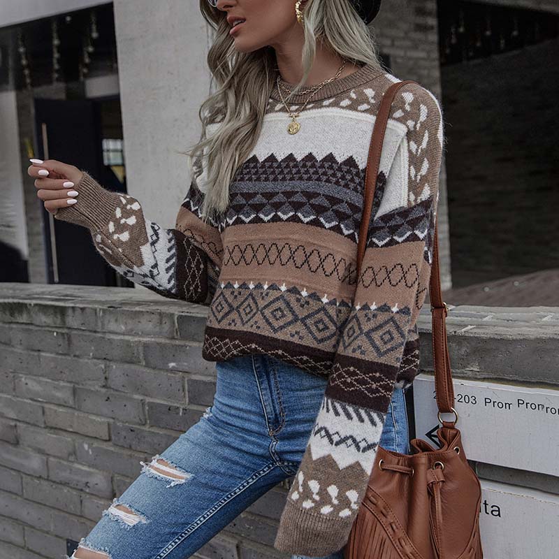 Yazmin Jumper | Women’s Autumn Geometric Pattern Knitted Jumper