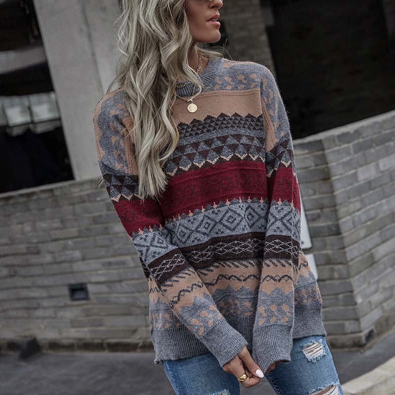 Yazmin Jumper | Women’s Autumn Geometric Pattern Knitted Jumper