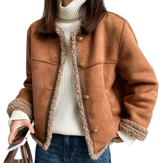 Gracie Jacket | Suede Jacket with Faux Fur Trim