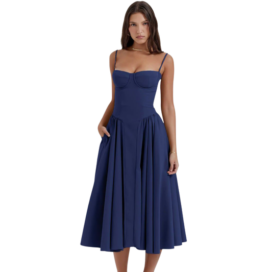 Vika Dress | Ballerina Pink Twill Corset Midi Dress
