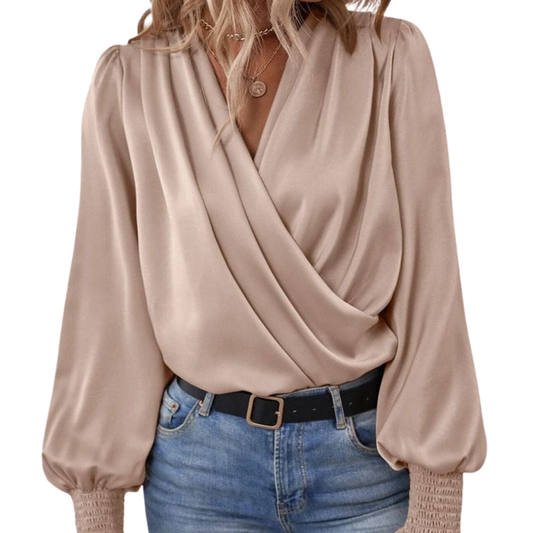 Eva Blouse | Elegant Long-Sleeve Wrap Blouse