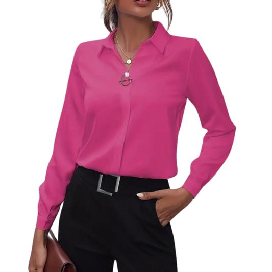 Alora Blouse | Women’s Elegant Solid Color Professional Blouse with Tailored Fit
