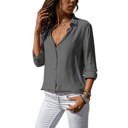 Gaella Blouse | Women’s Classic Button-Down Blouse with Collar and Long Sleeves