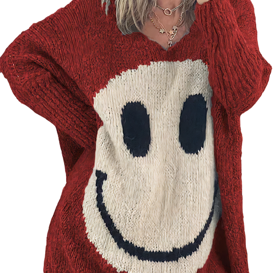 Inha Sweater | Oversized Smiley Knit Sweater