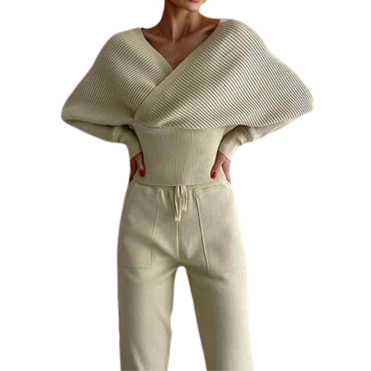 Jewel Set | Off-Shoulder Sweater and Pants Loungewear Set