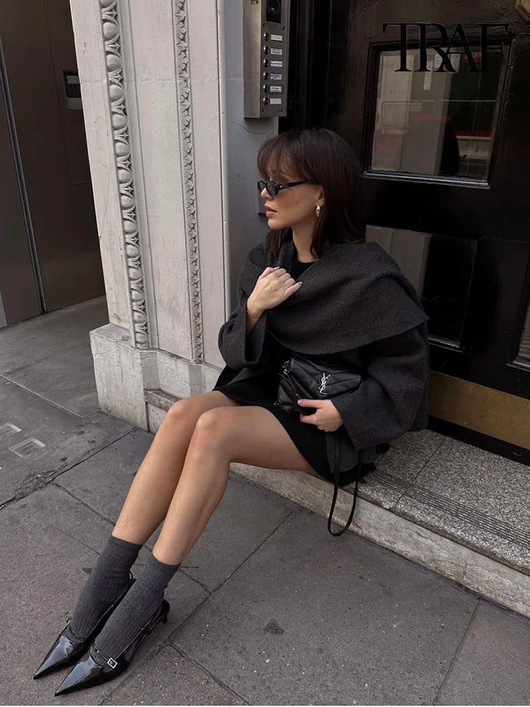 Xenia Jacket | Women’s Autumn Layered Wrap Wool Jacket