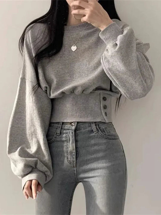 Xalina Sweater | Women’s Autumn Cropped Buttoned Sweater
